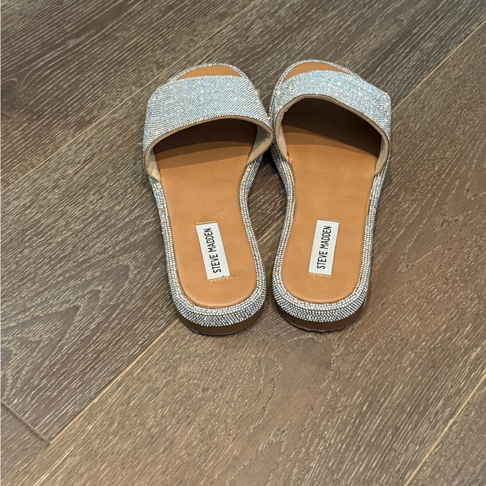 Steve Madden Iridescent Crystal Slider Sandals - Picture 3 of 7